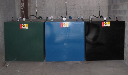 Legally compliant storage of waste and fresh fluids.  Oils, Coolants and Screen Wash. 